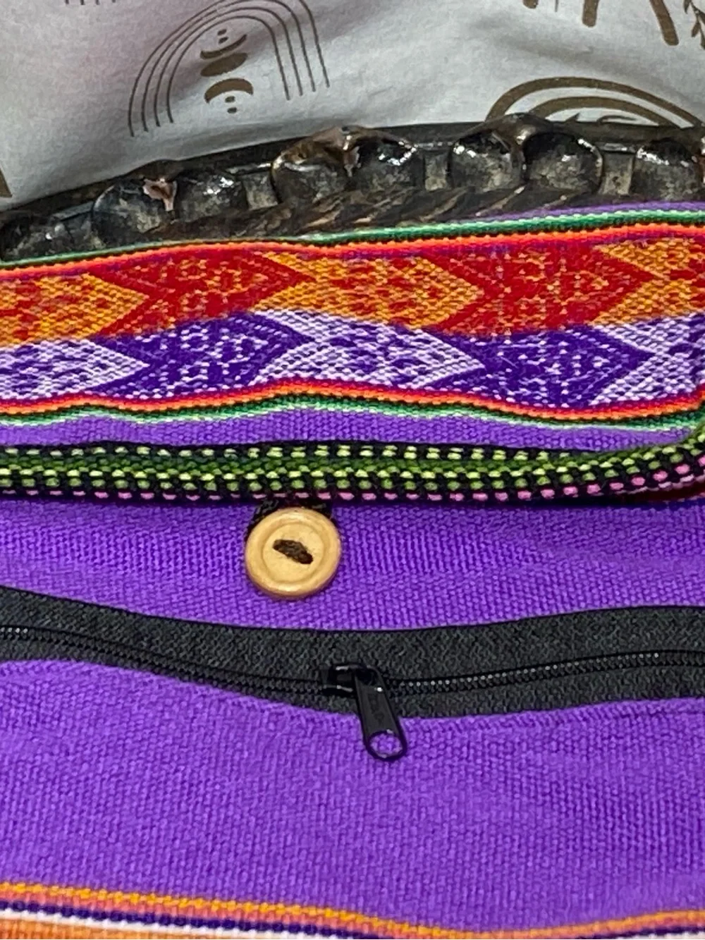 Handwoven Purple Crossbody Bag with Colorful Fringe